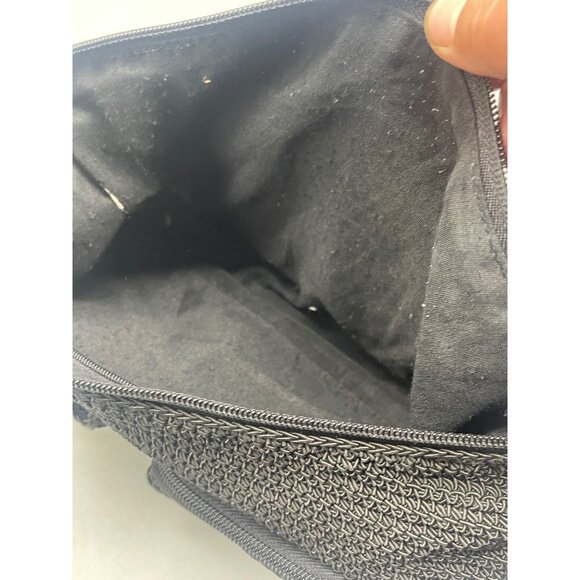 Rosetti purse handbag black crochet 2 front one back pocket strap zipper READ - Picture 7 of 7